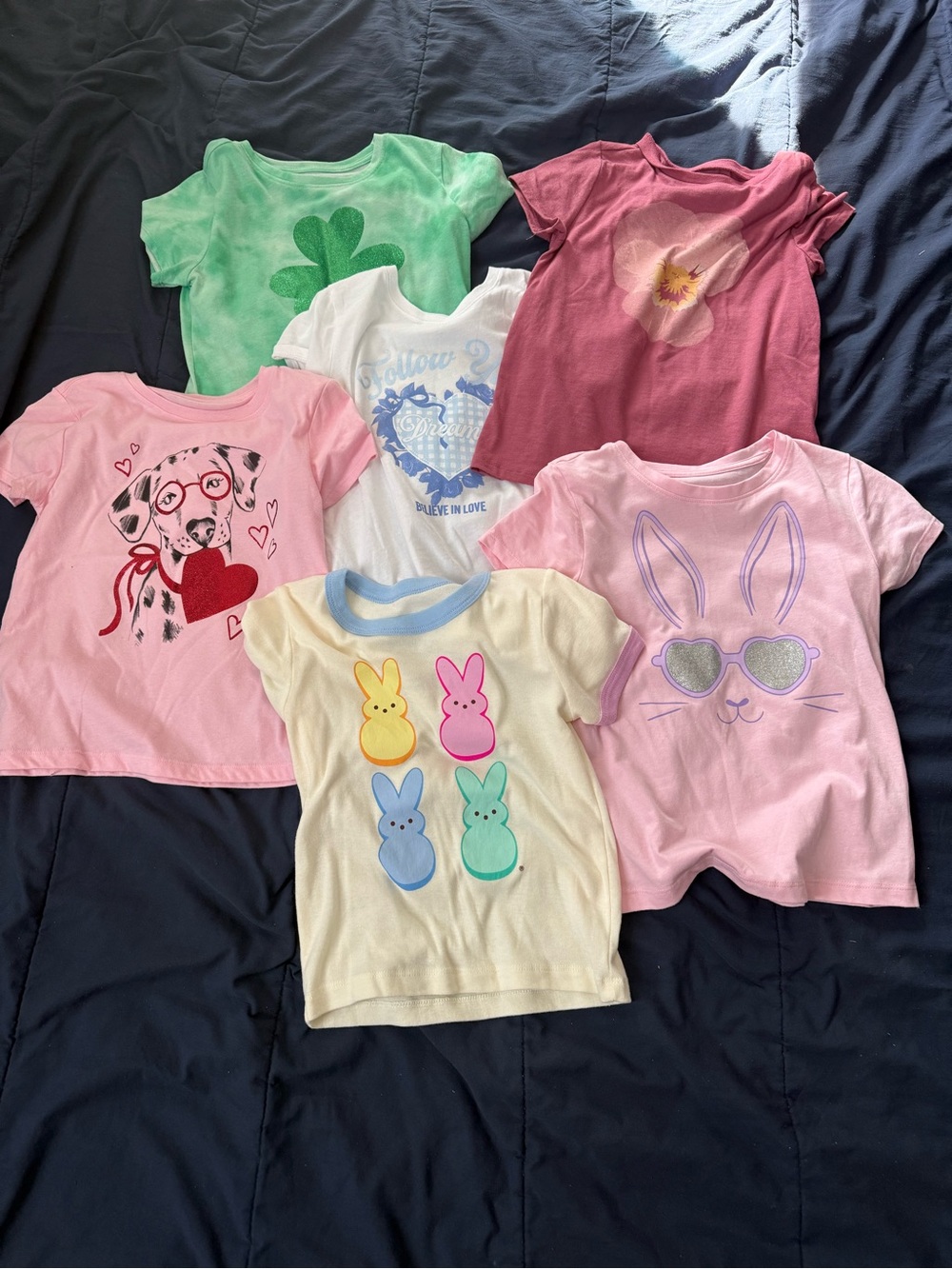 Multiples Kids Pastel Graphic Tee Bundle - Pink, Green, Cream, White